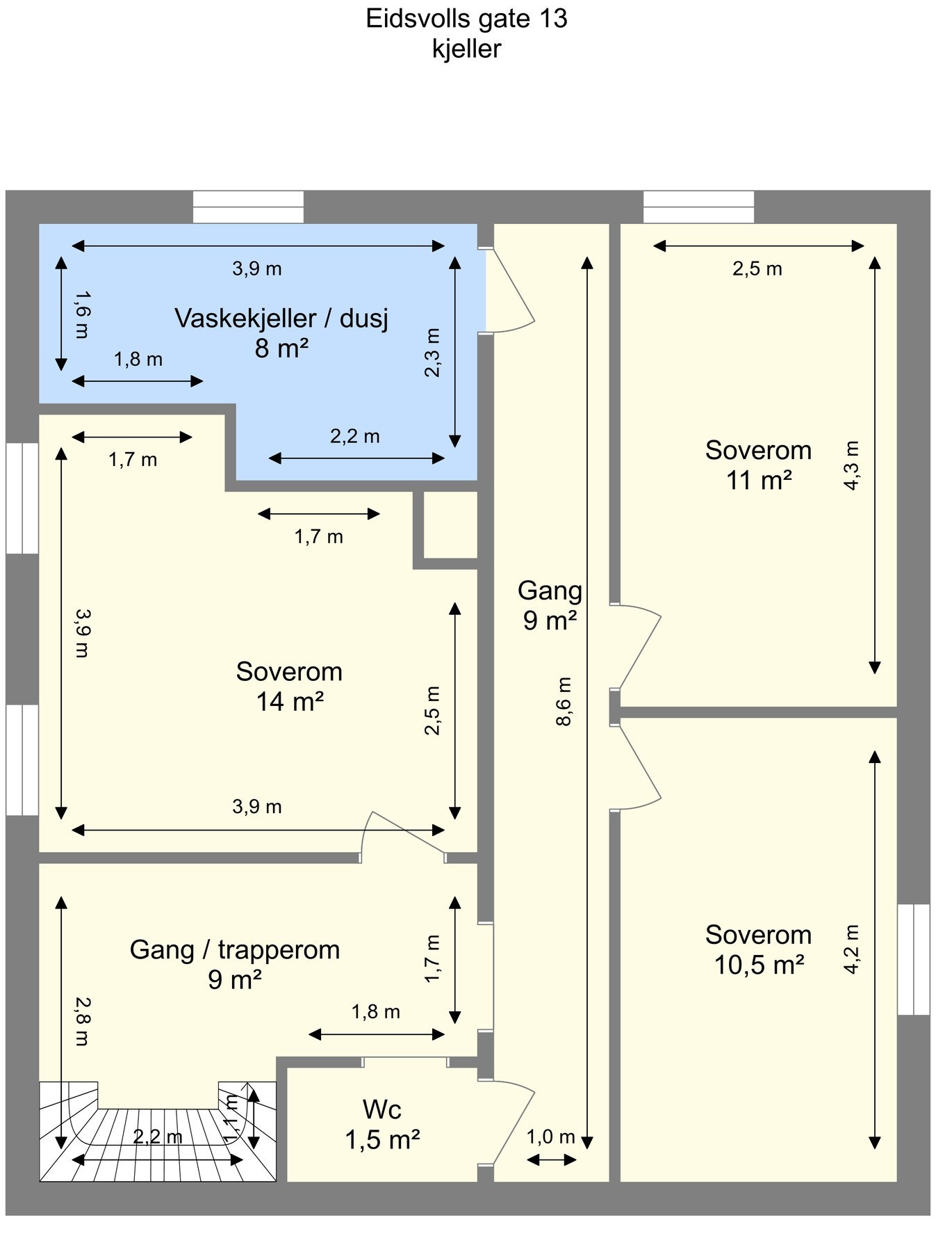 Planskisse kjeller. Galleribilde