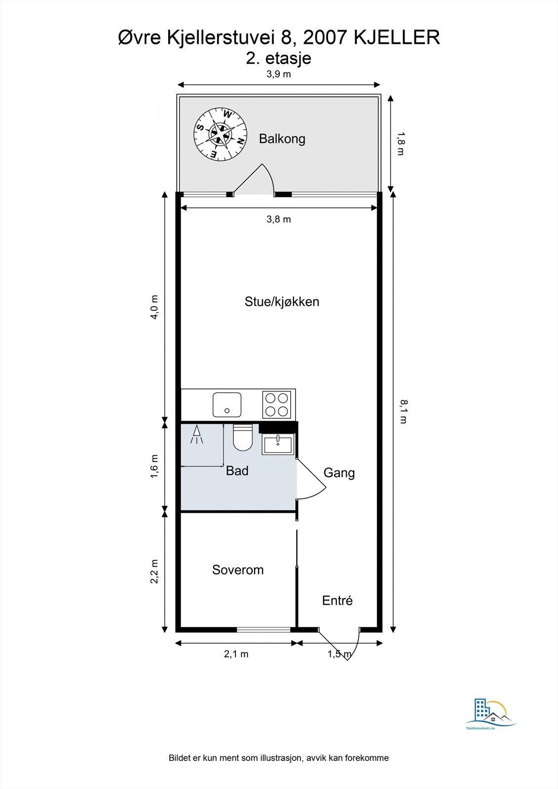 Planløsningen på 30 m² er effektivt utnyttet med en klar soneinndeling mellom privat og sosial del. Galleribilde