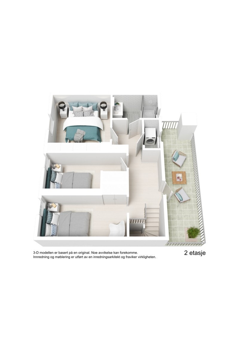 3D plantegning 2.etasje Galleribilde