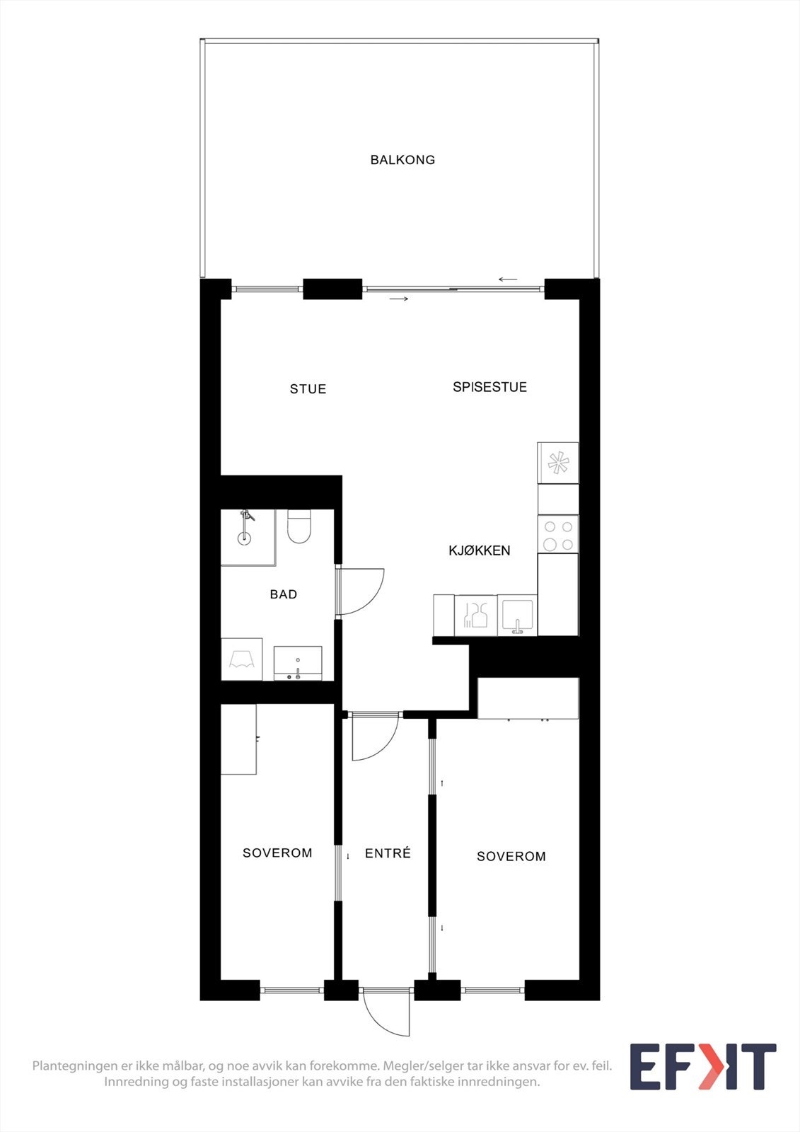 Velkommen inn! Planløsningen er meget arealeffektiv! Her har man fått plass til mange rom på lite areal uten at det føles trangt. Galleribilde