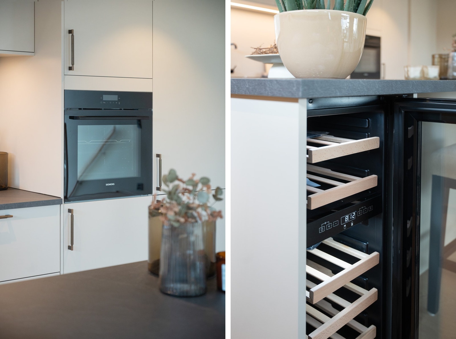 Integrert stekeovn i ergonomisk høyde og et eget vinskap. Galleribilde