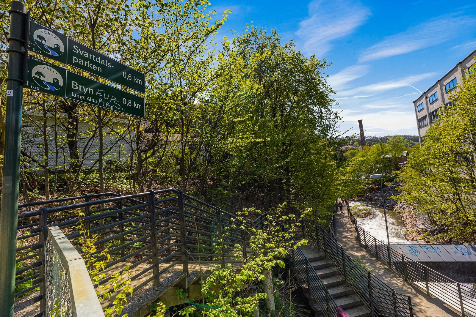 Kort vei til flotte turområder langs Alnaelva. Galleribilde