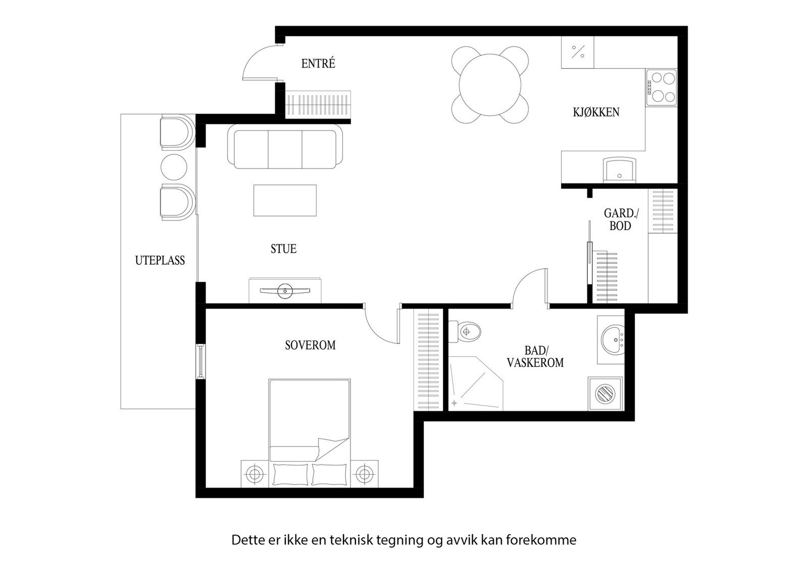 Svært arealeffektiv planløsning Galleribilde
