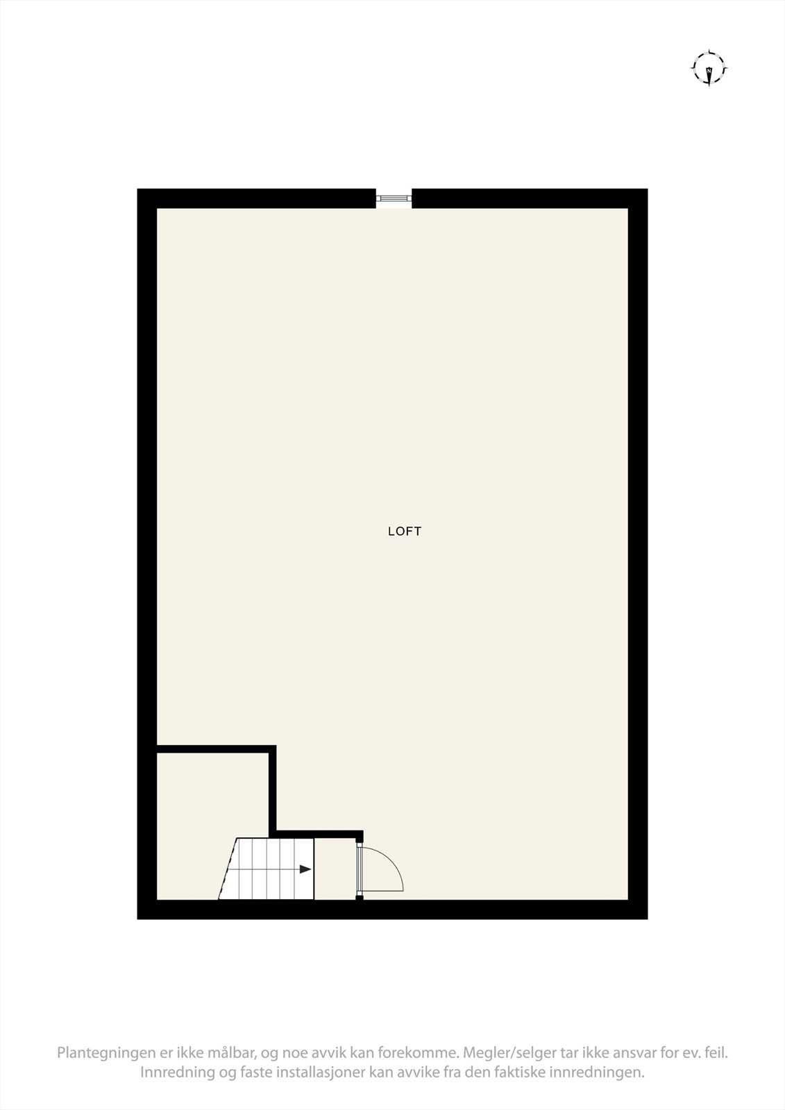 Loftet består av et uinnredet areal på 23 m², som gir ytterligere lagringsmuligheter. Galleribilde