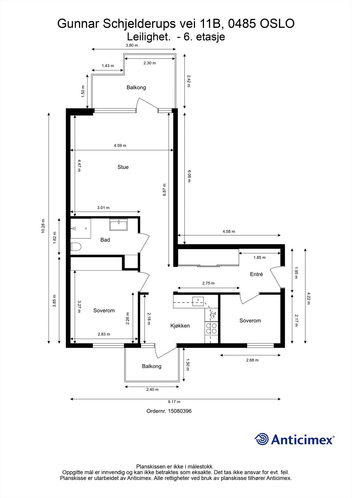 Leiligheten har en effektiv og gjennomgående planløsning på 67 m² BRA. Galleribilde