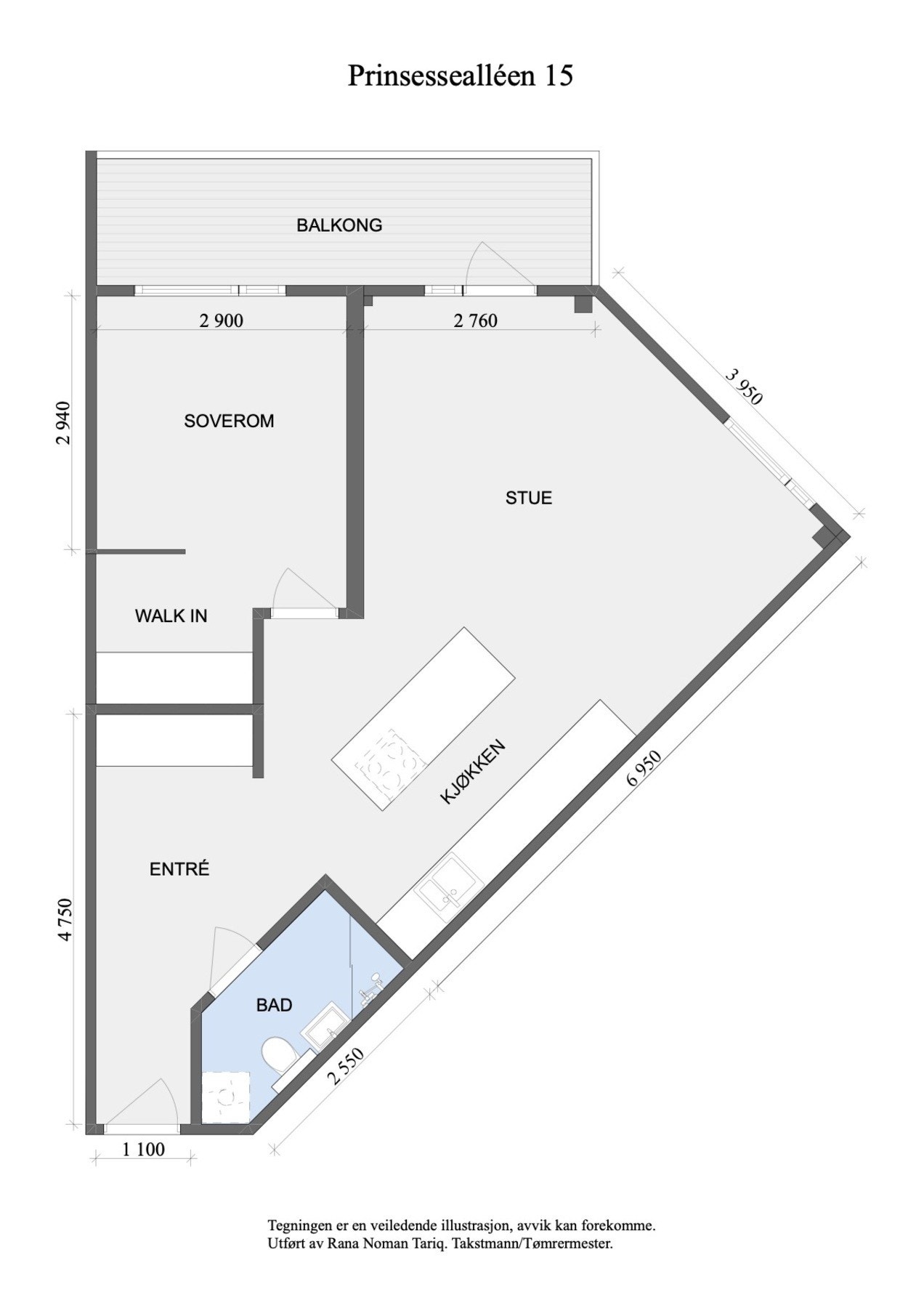 Leilighetens planløsning. Galleribilde