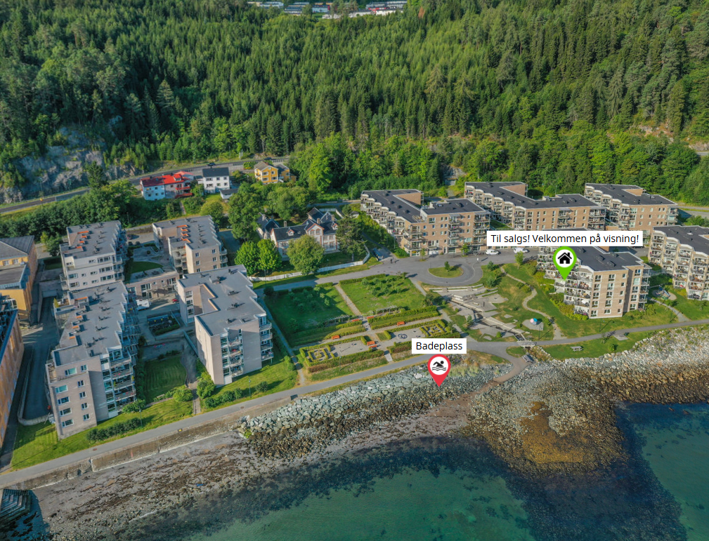 Trykk på "Video" under bildene i finn.no-annonsen for å se en 360 dronepresentasjon av området. Galleribilde