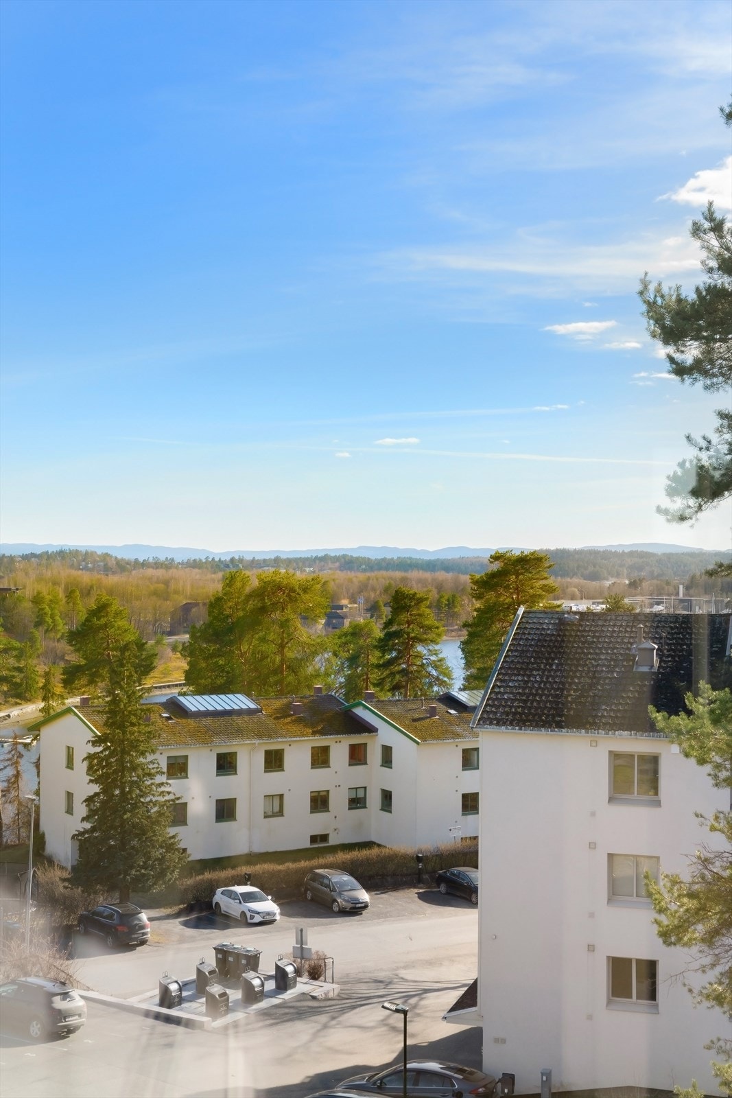 Sameiets tomt er pent opparbeidet med gressplen og diverse beplantning. Galleribilde