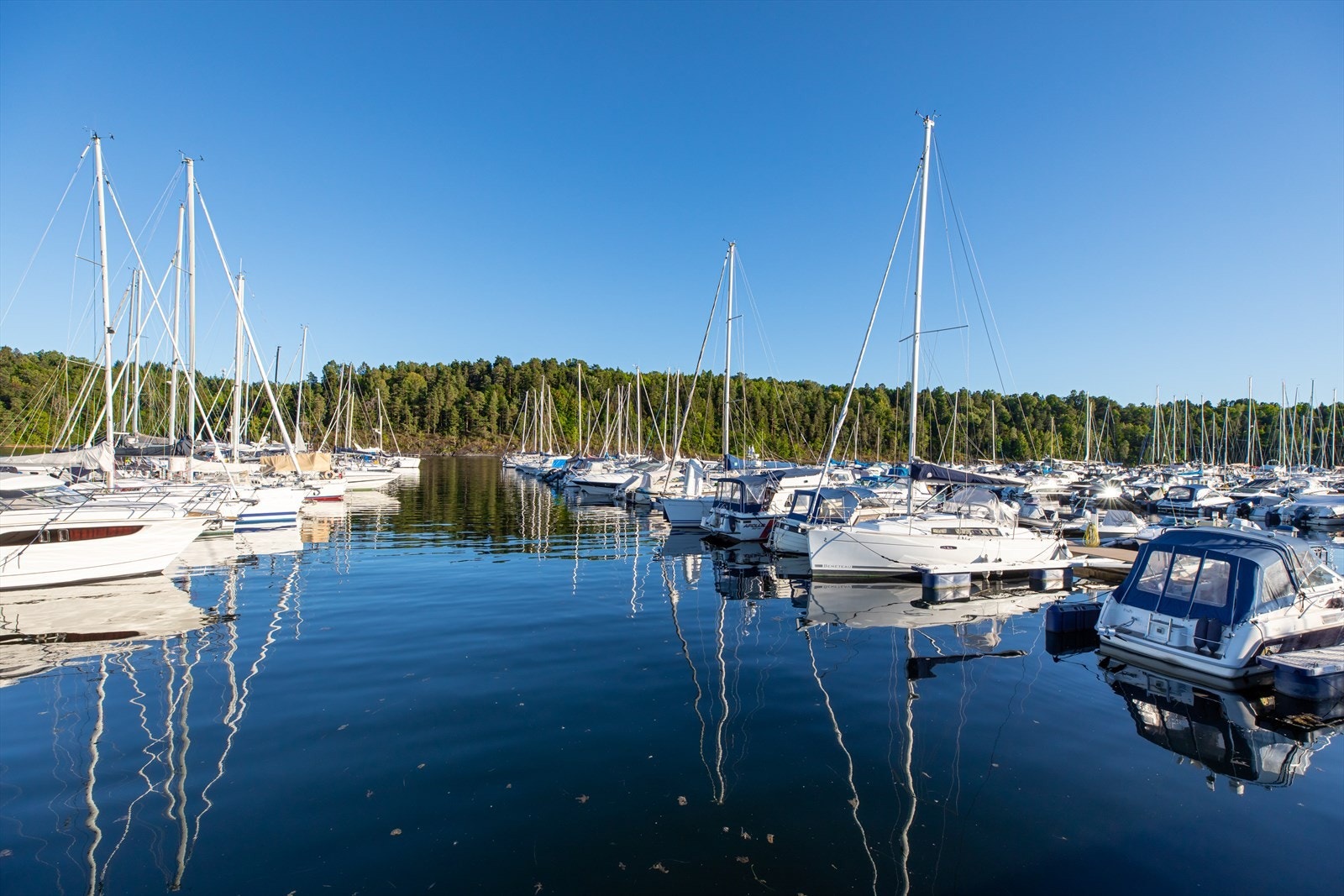 Langs kysten er det flere båthavner, her fra Leangbukta Marina ved Hvalstrand. Galleribilde