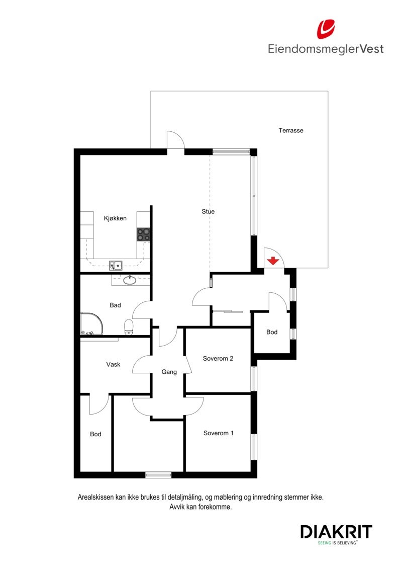2D planskisse av leiligheten. Galleribilde