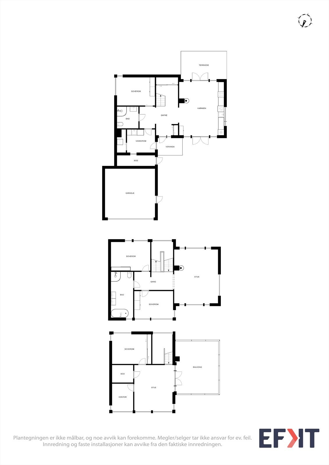 Planskisser 1, 2 og 3 etasje Galleribilde