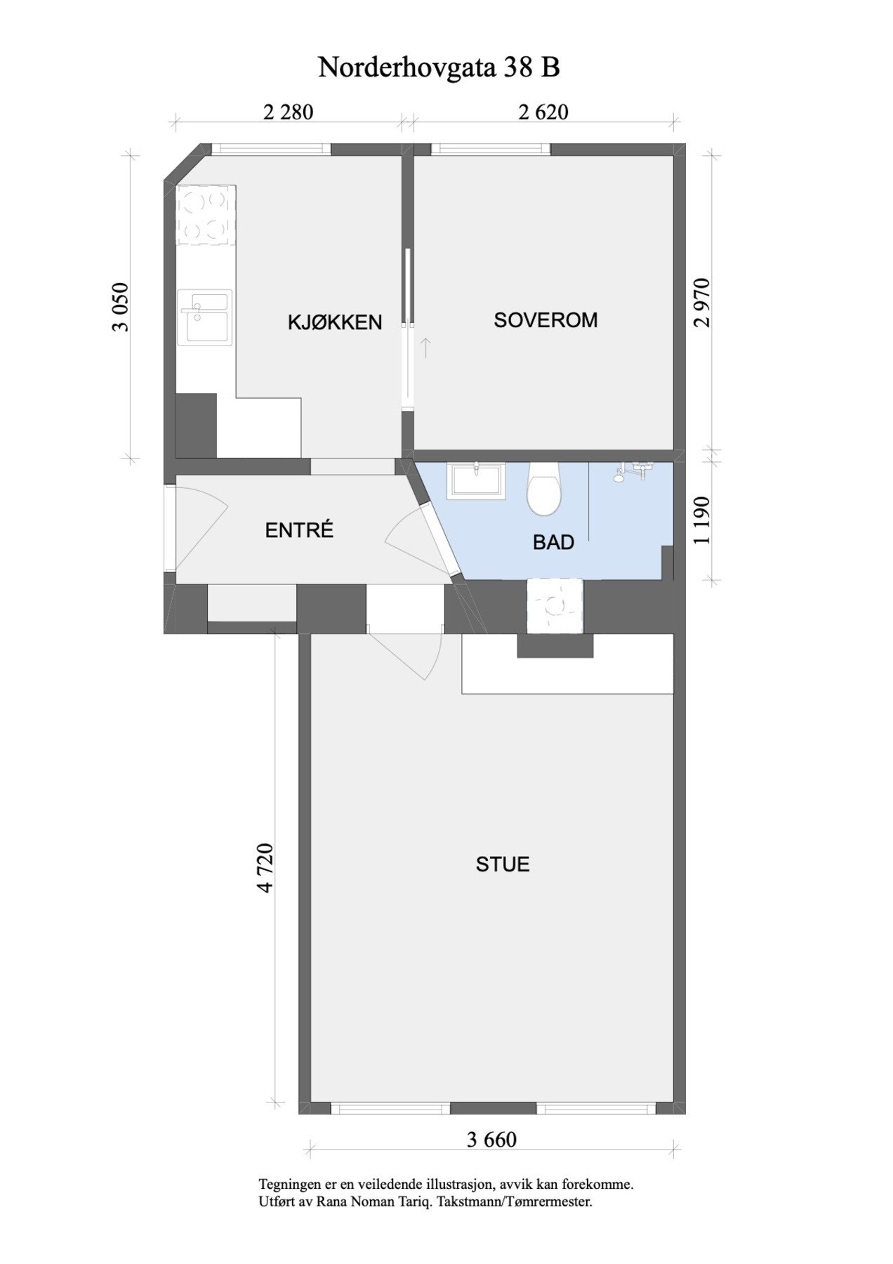 Leilighetens plantegning. Galleribilde