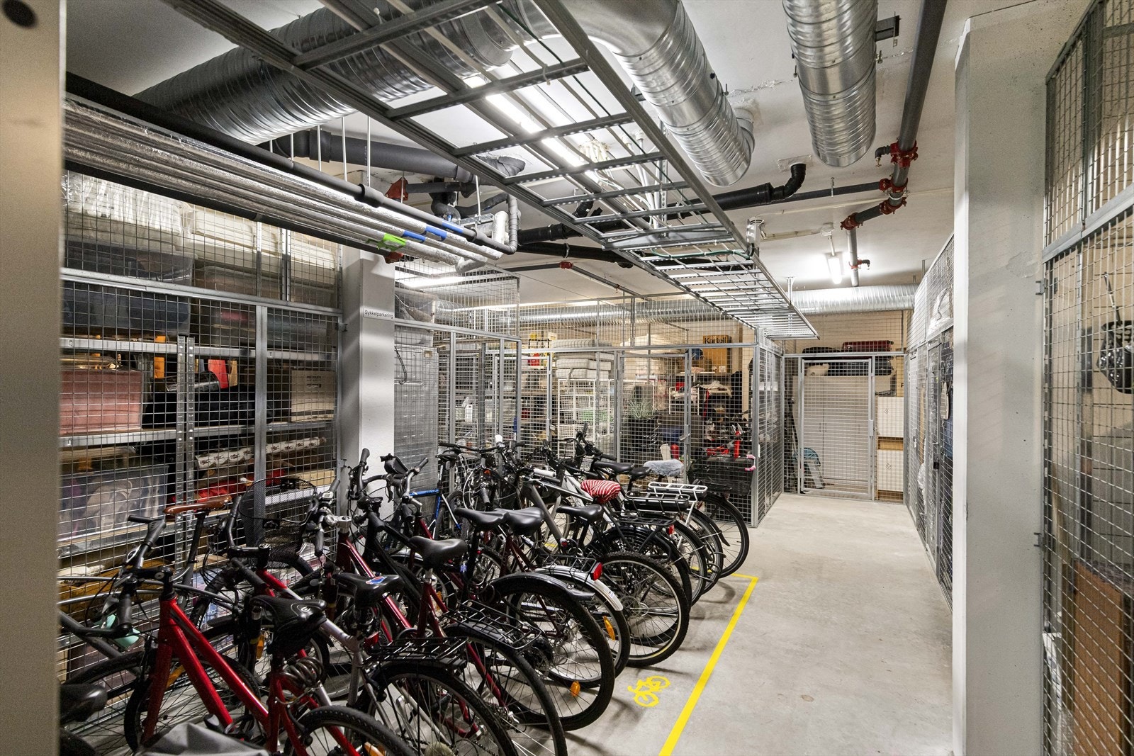 Sykkelparkering i kjelleren. Galleribilde