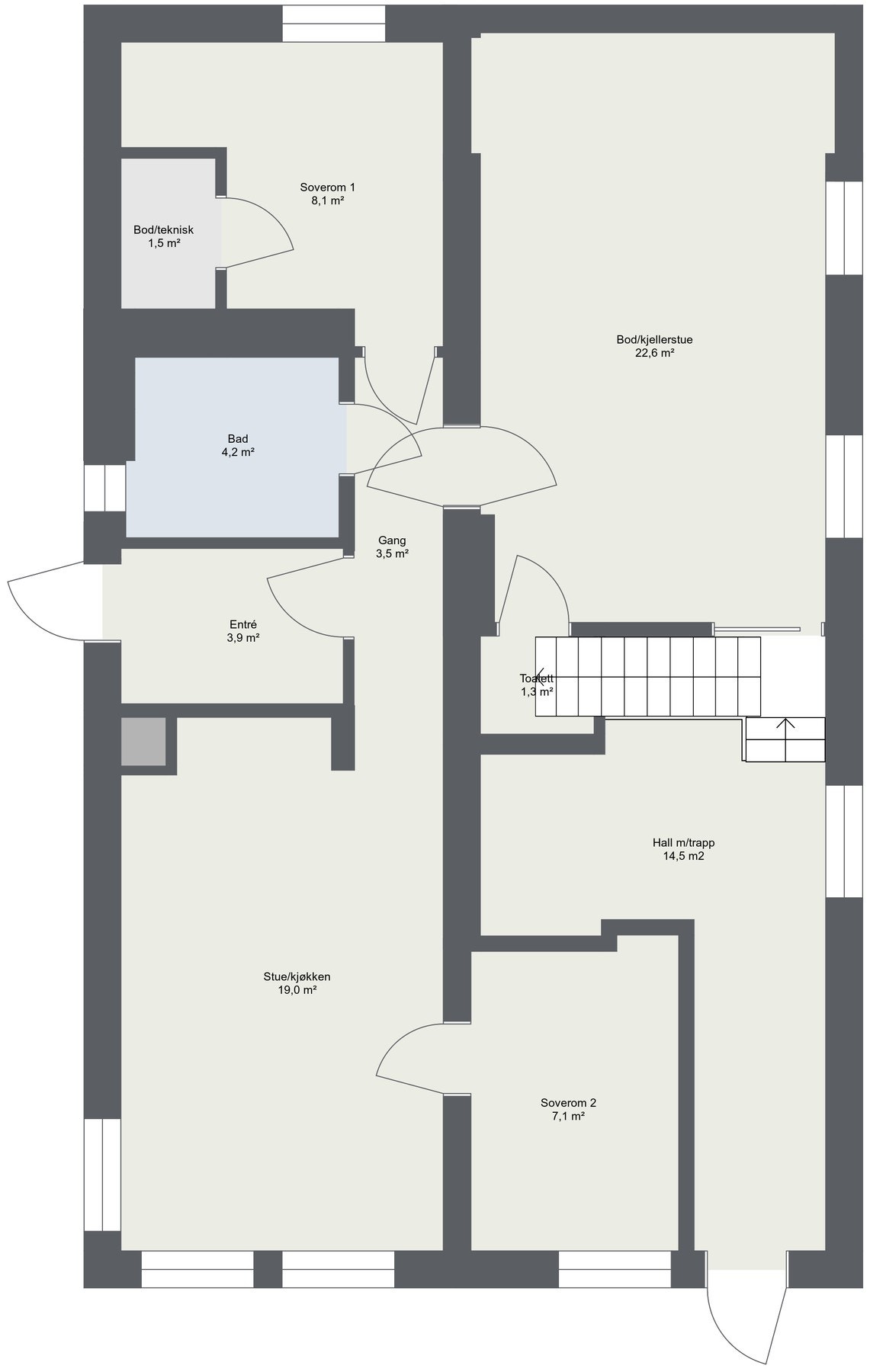 Planskisse sokkeletasje. Galleribilde