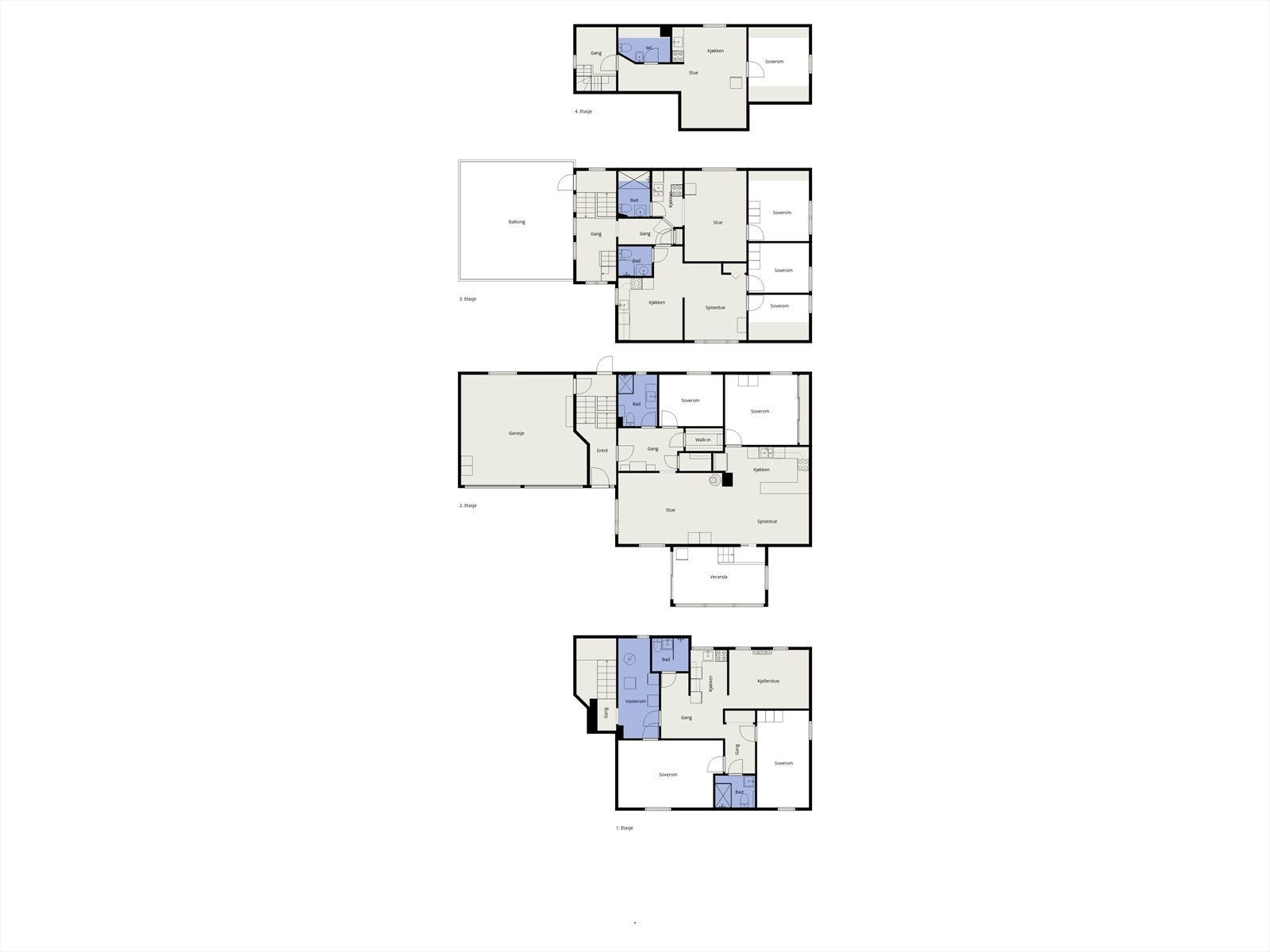 Innredet over 4 plan Galleribilde