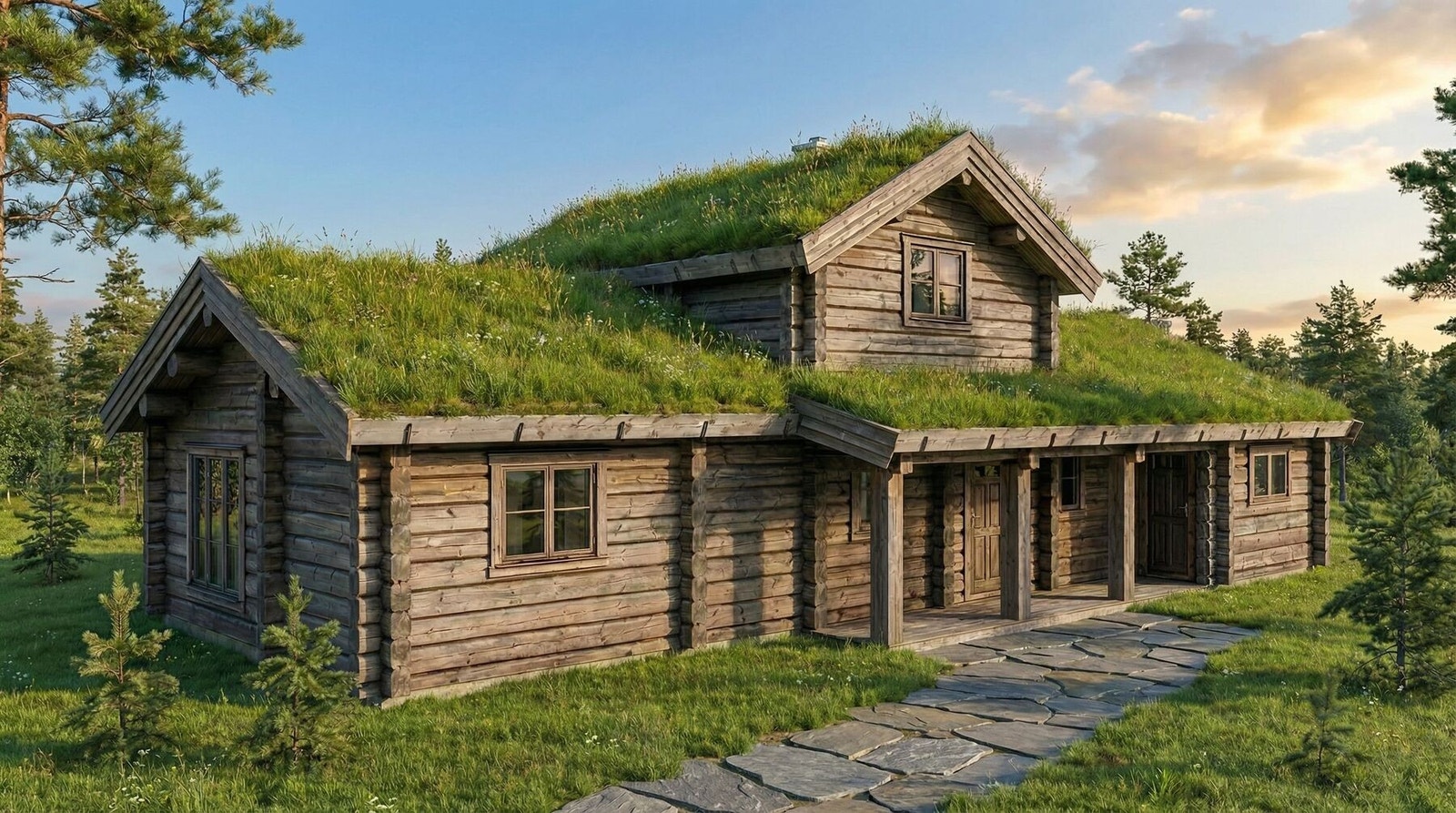 Hytta sett fra inngangspartiet. Bildet er en AI-illustrasjon. Galleribilde