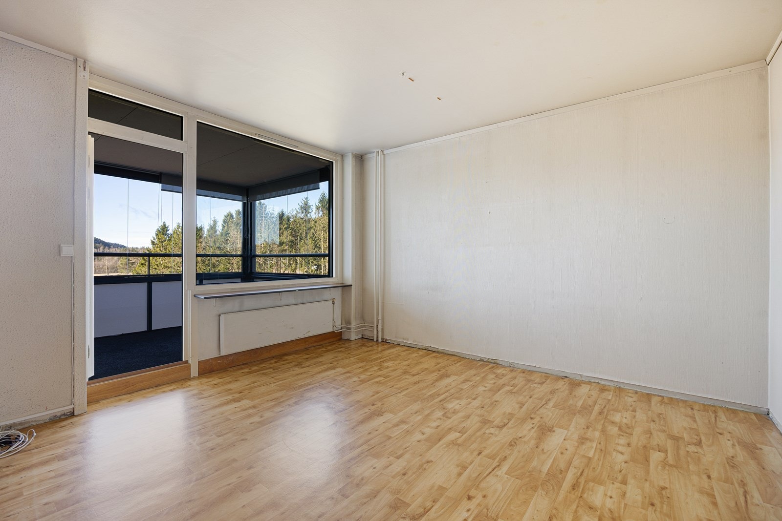 Leiligheten har en lys og romslig stue med plass til både sofagruppe og spisestue. Galleribilde