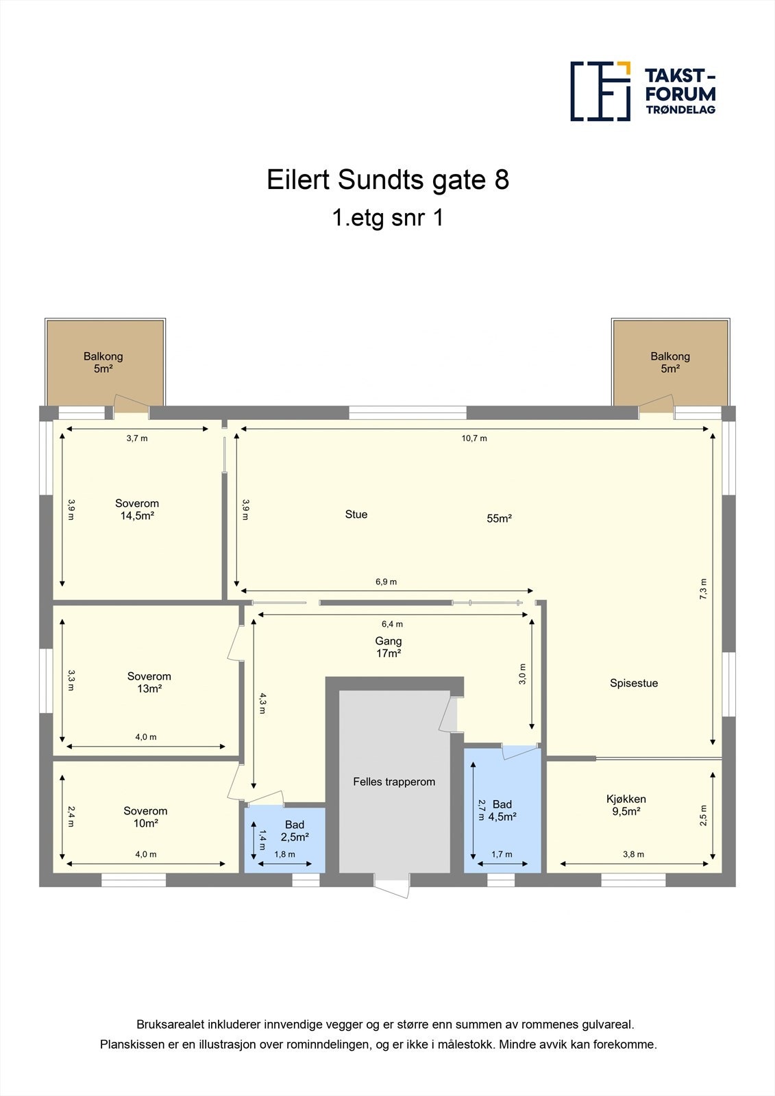 Leiligheten i 1. etasje har et bruksareal på 129 m² og en arealeffektiv planløsning. Galleribilde