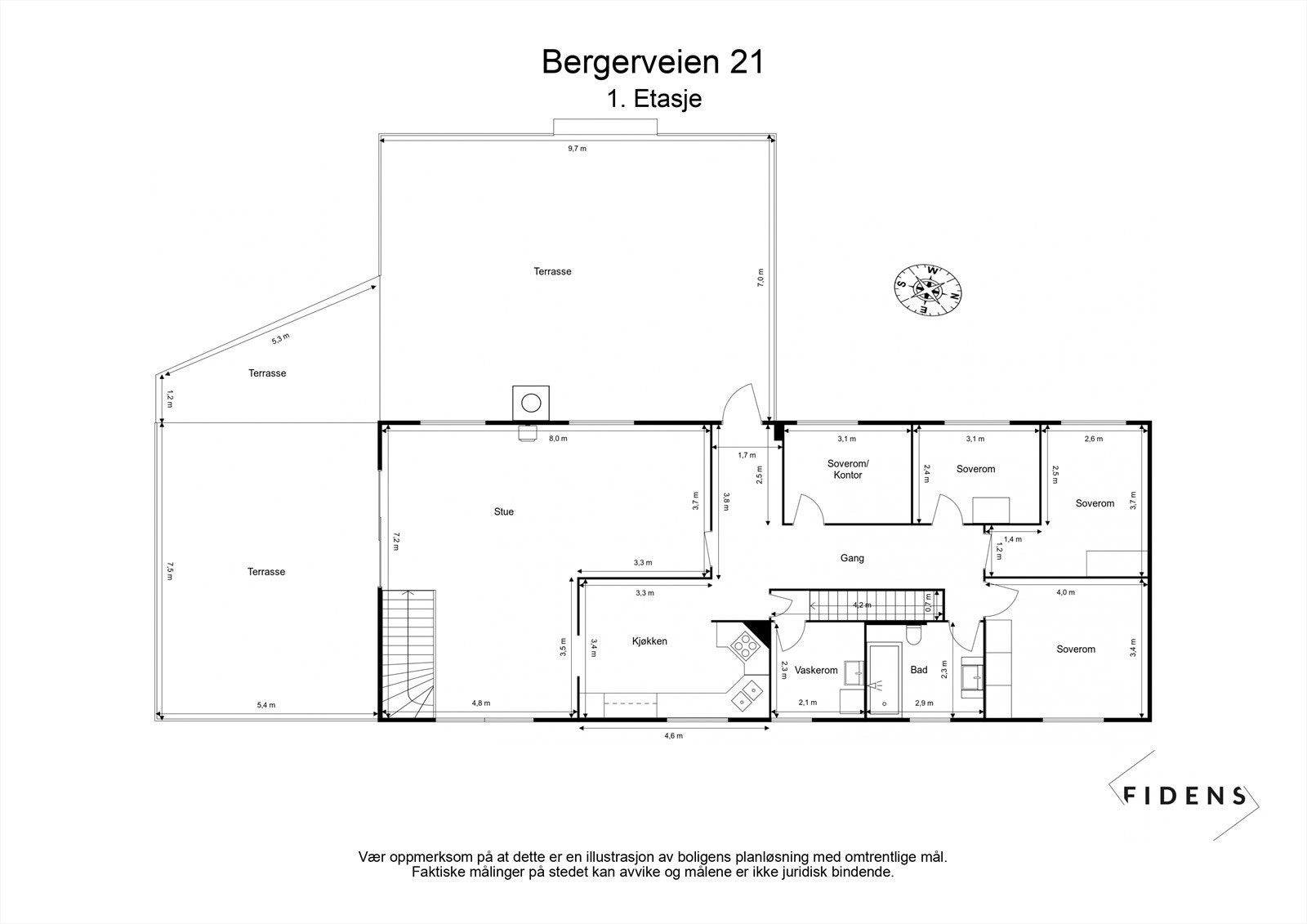 Plantegning 1. etasje Galleribilde