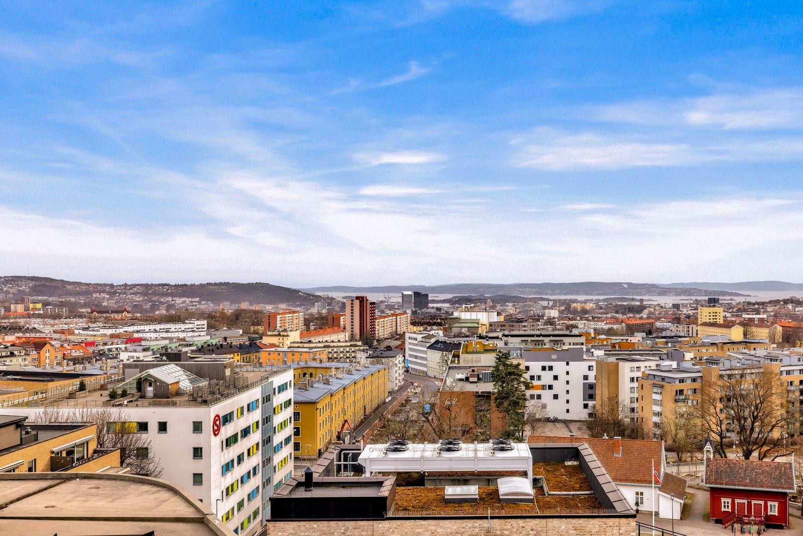 Fra den felles takterrassen er det spektakulær utsikt. Galleribilde