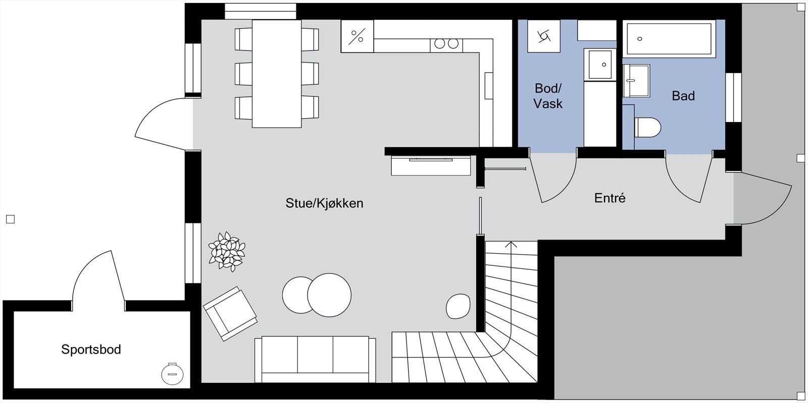 Plantegning 1. etasje Galleribilde