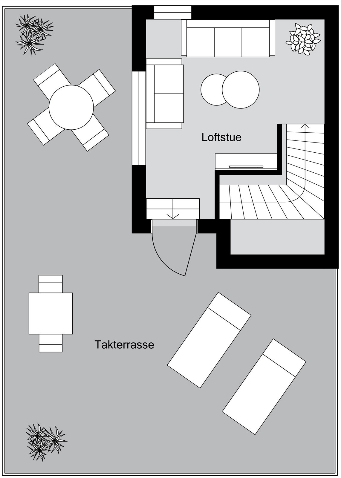 Plantegning - Loftsetasjen og takterrassen Galleribilde