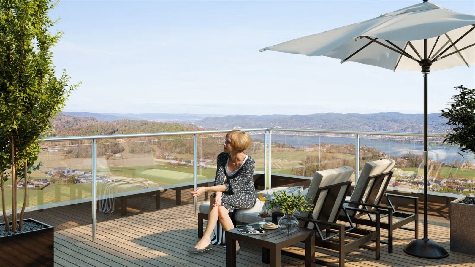 En flott takterrasse med god utsikt og gode solforhold. Galleribilde