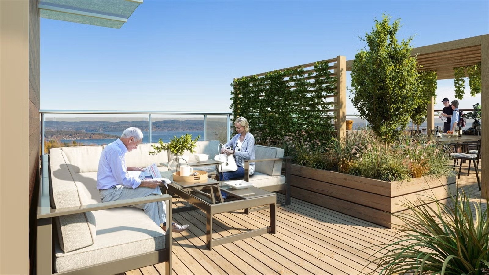 En flott felles takterrasse med god utsikt og gode solforhold. Galleribilde