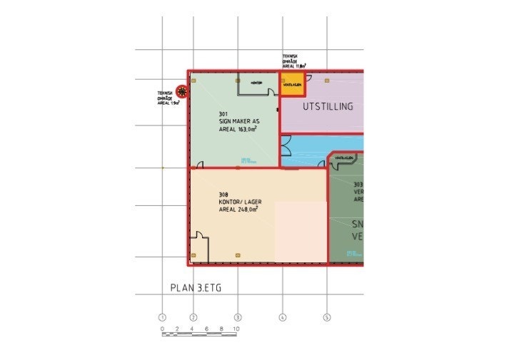 Ledige lokaler: areal 301 (207 BTA). Galleribilde