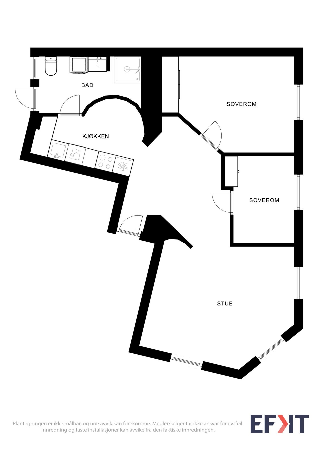 Leilighetens planløsning. Galleribilde