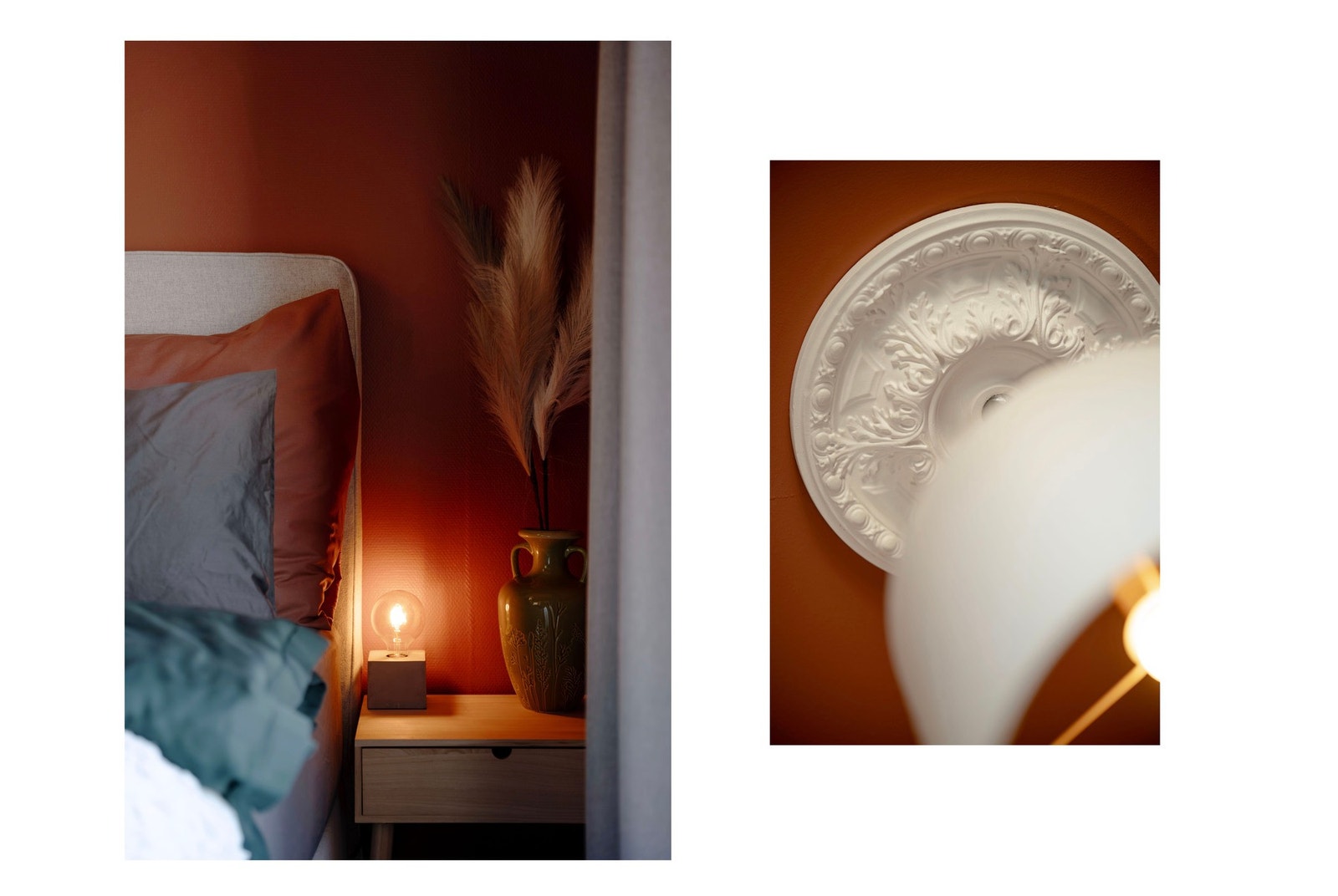 Takrosett i soverom collage Galleribilde