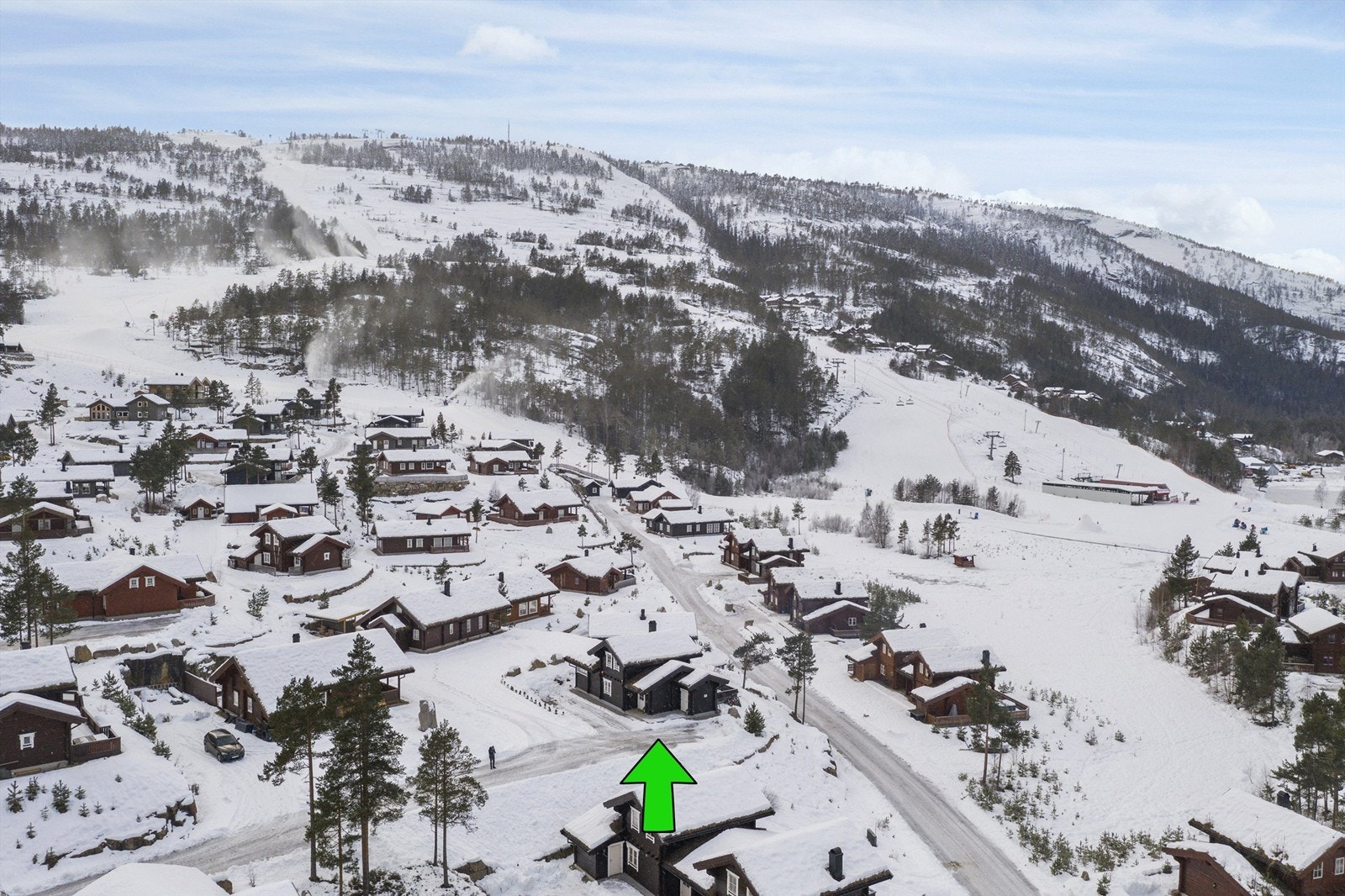 Vinterstid med ski in/ski out (arkivbilde) Galleribilde