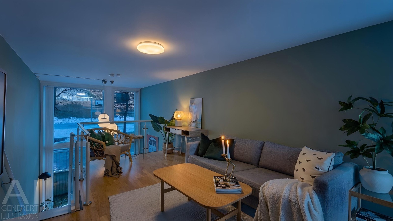Duplex leiligheten holder en god standard, og har store vindusflater som gir nydelig med naturlig lys Galleribilde