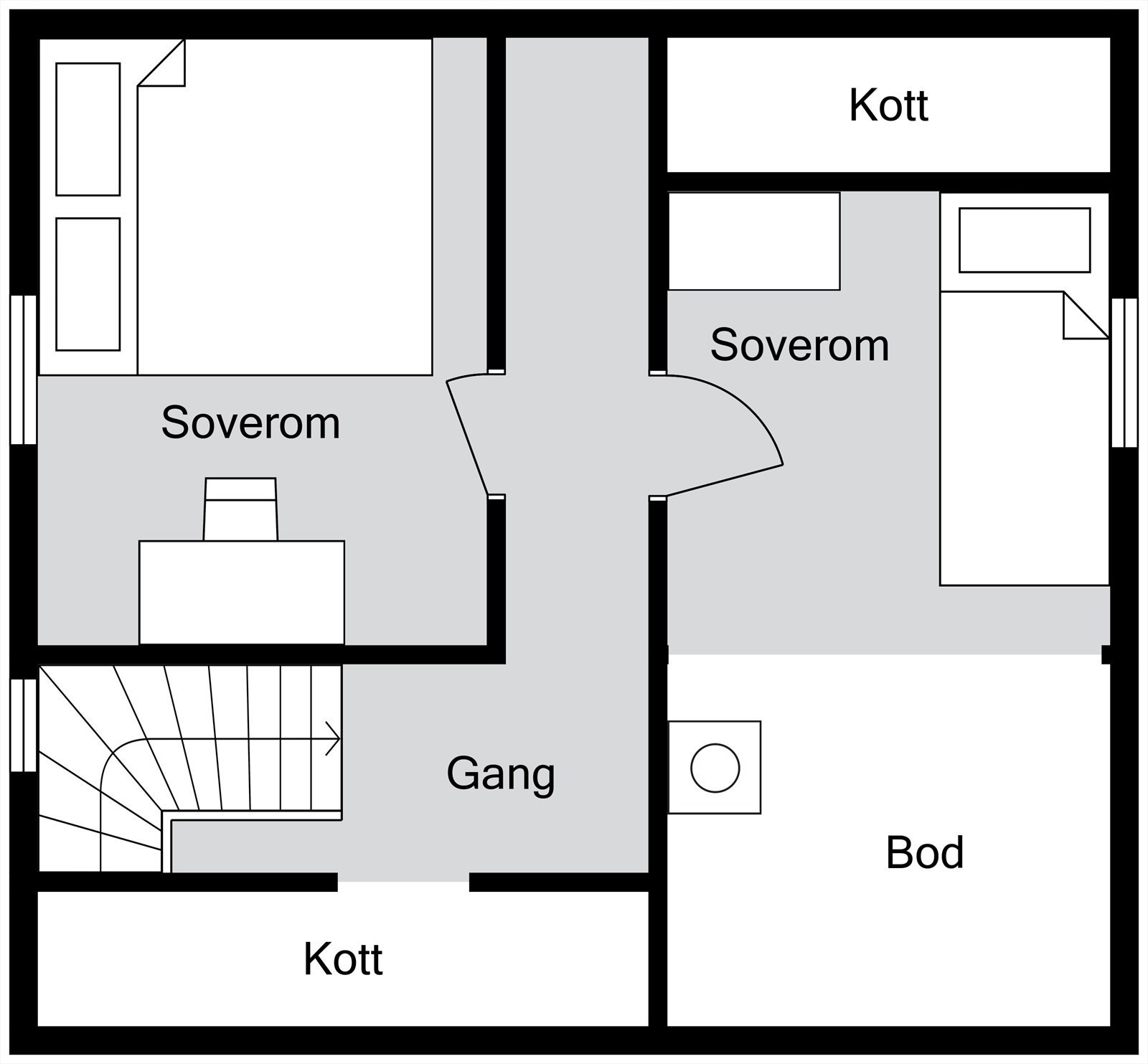 Plantegning loftetasjen. Galleribilde