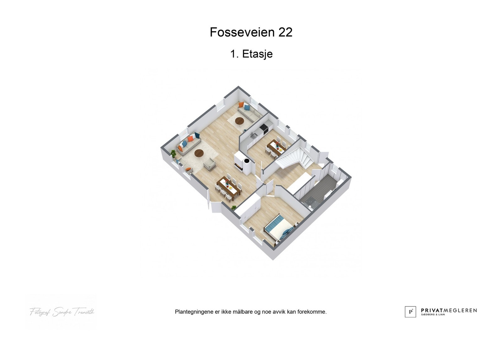 3D plantegning 1.etg. - laget av fotograf Galleribilde