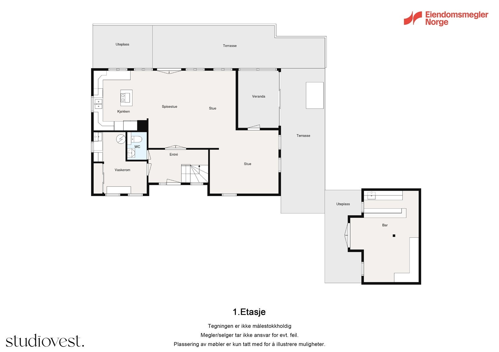 Plantegning 1. etasje Galleribilde