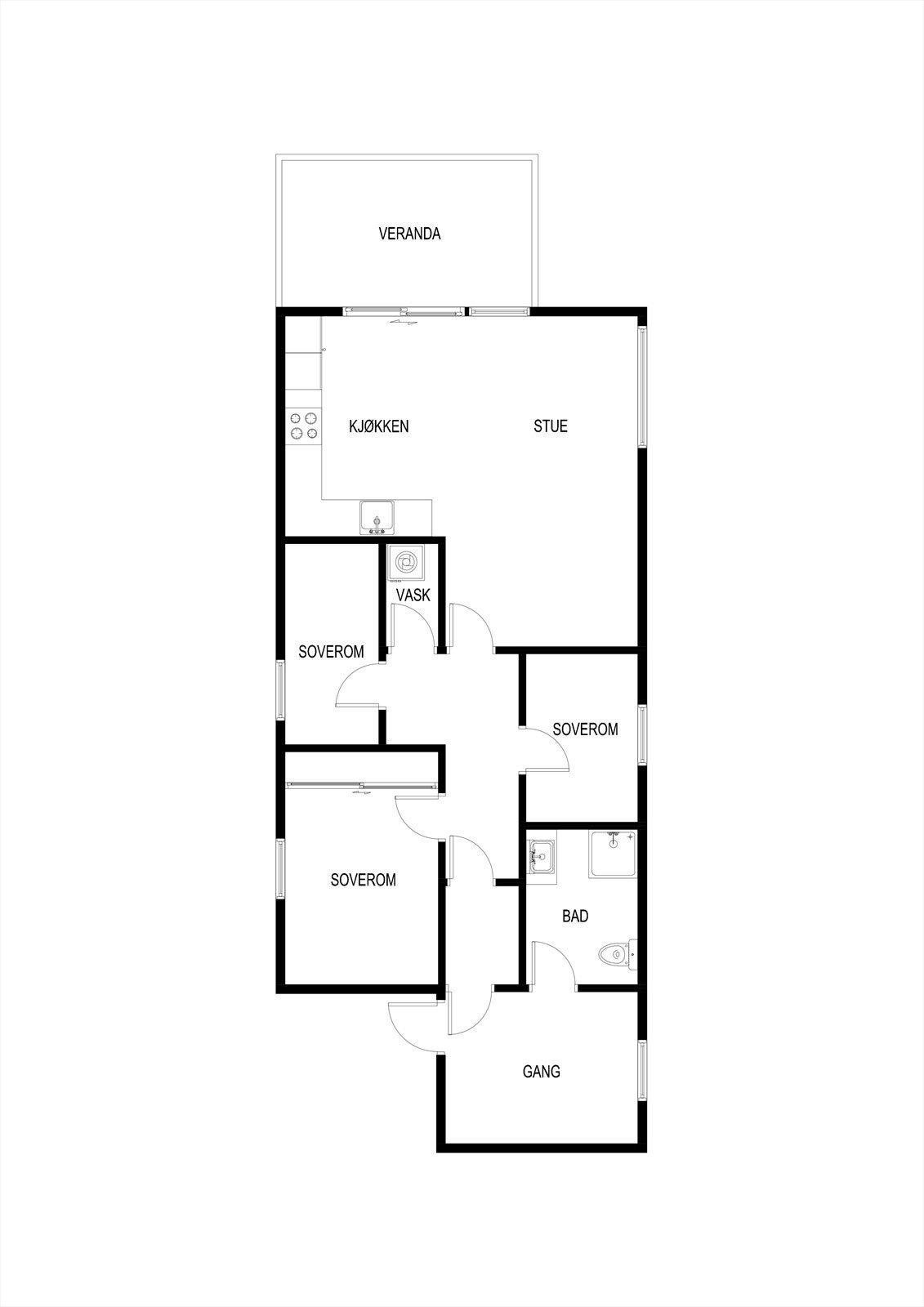 1. Etasje - 2D plantegning - (Avvik fra byggtegning, se punkt ferdigattest i salgsoppgaven) Galleribilde