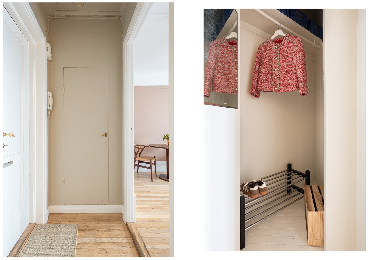Entré med garderobeskap og plass til yttertøy. Leiligheten disponerer også to boder Galleribilde