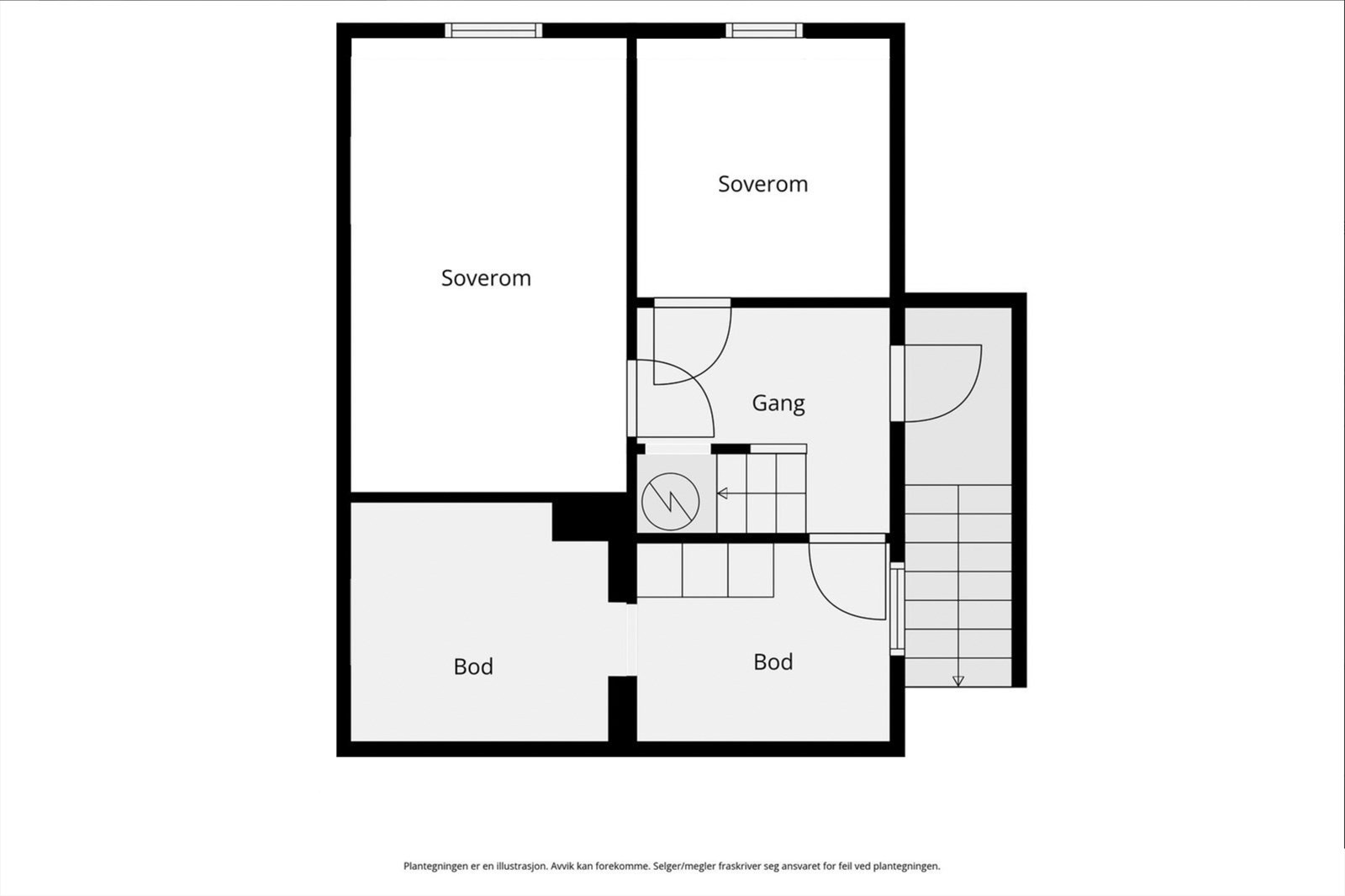 Plantegning - Kjellerstue og 2 soverom ( ikke søkt/godkjent) Galleribilde