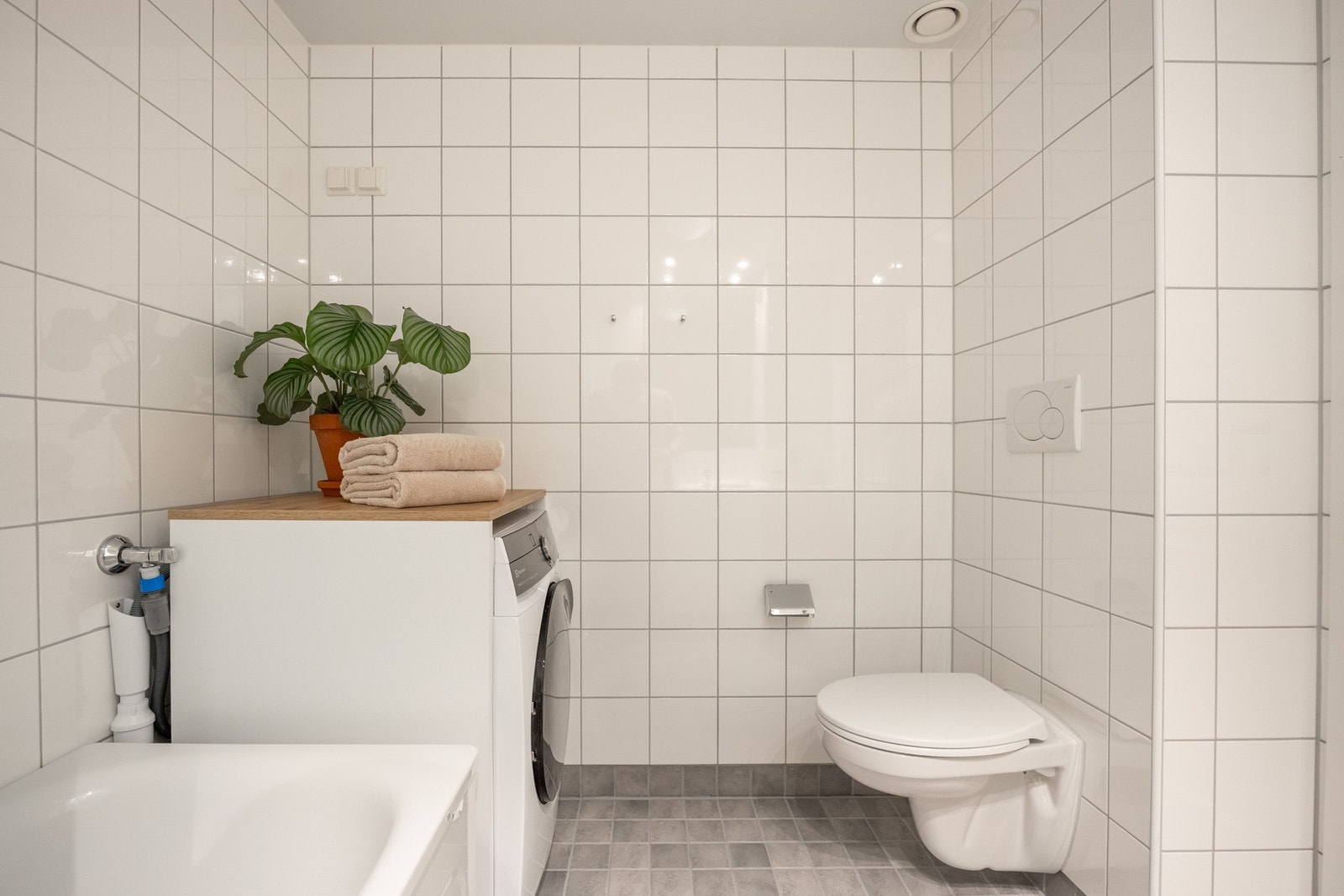 Det er opplegg for vaskemaskin. Galleribilde