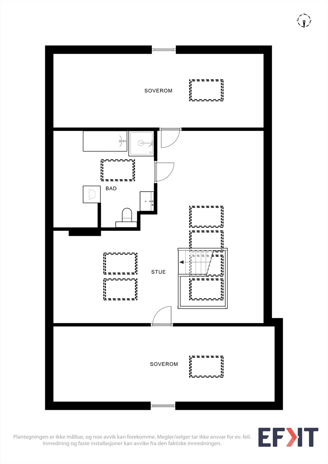 Loftsetasjen, utbygget og godkjent i 2006, inneholder en lys loftstue, to soverom og et bad. Galleribilde