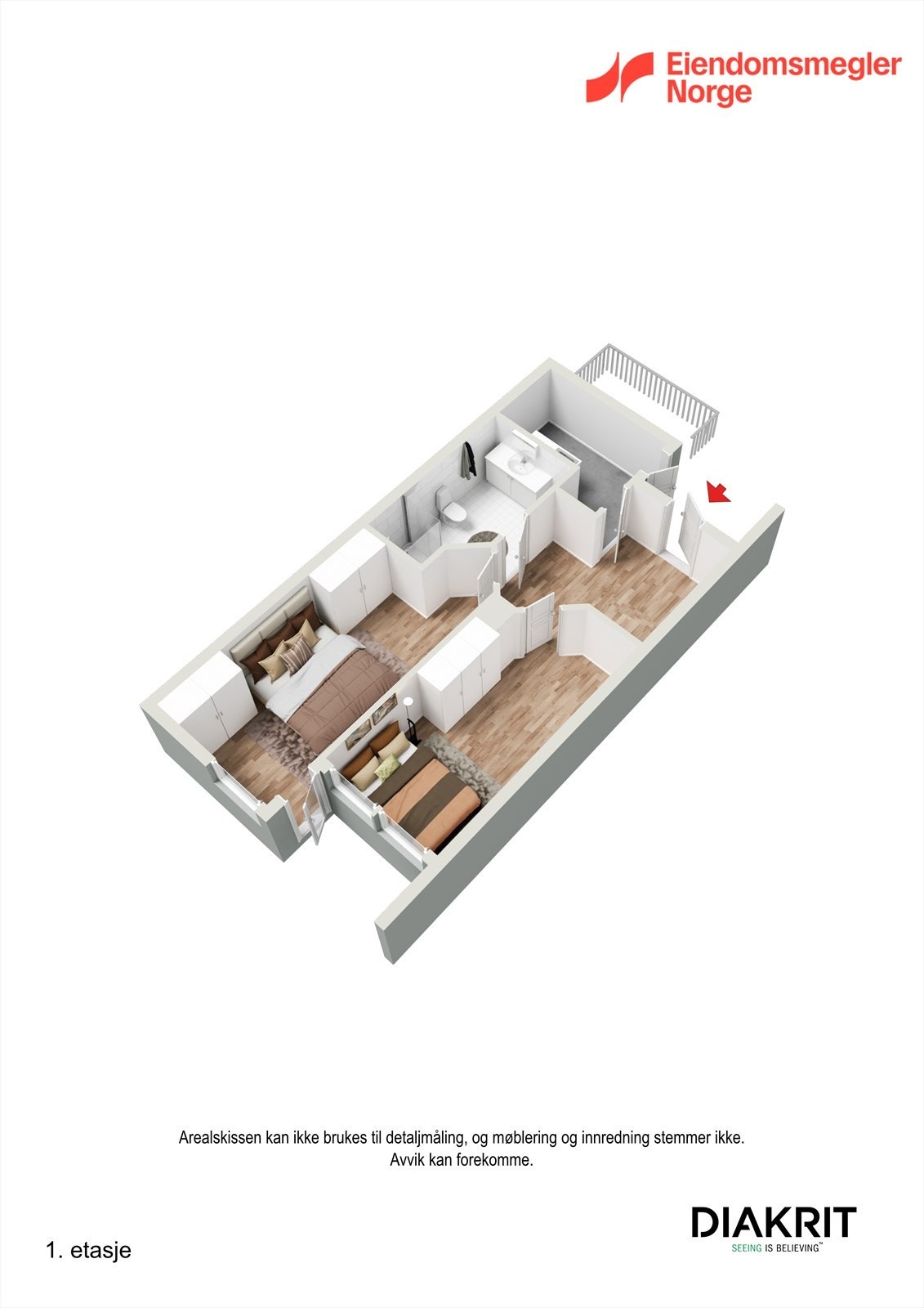 Plantegning 3D - 1. etasje. Galleribilde