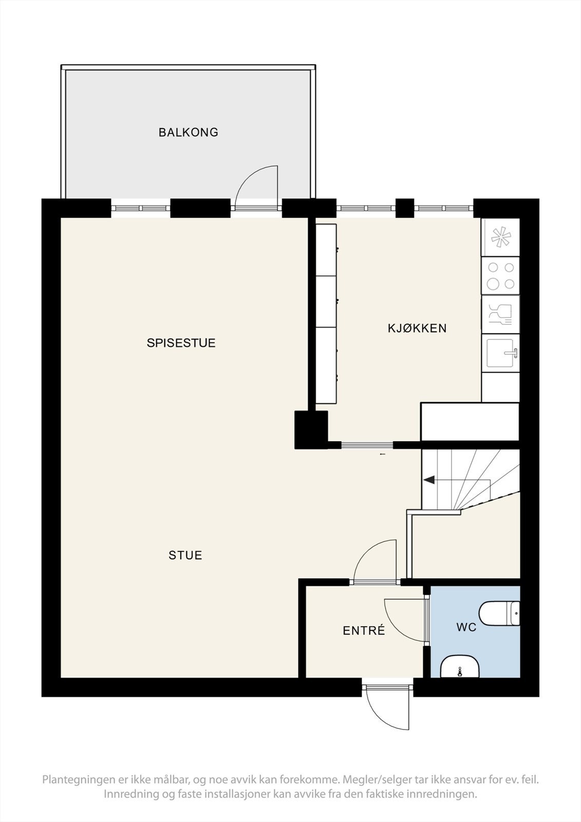 Plantegning av boligens hovedetasje/ 1. etasje. Galleribilde