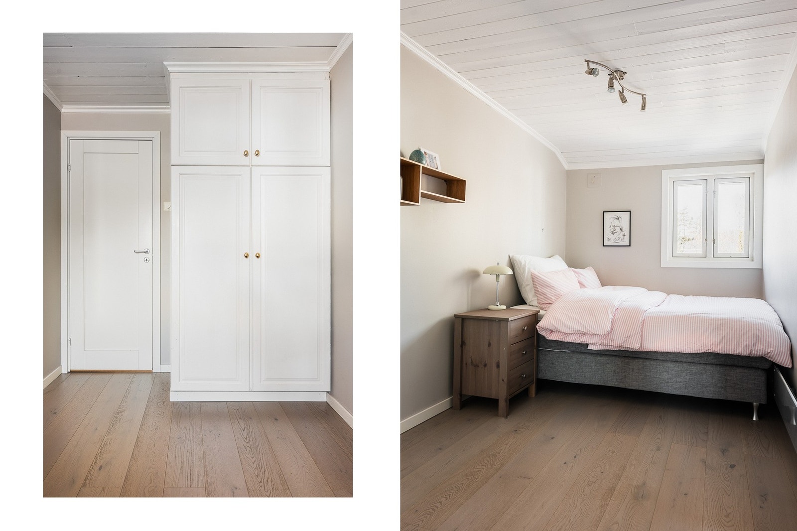 Lyst soverom med fleksibel møblering og utsyn mot rolige omgivelser. Galleribilde