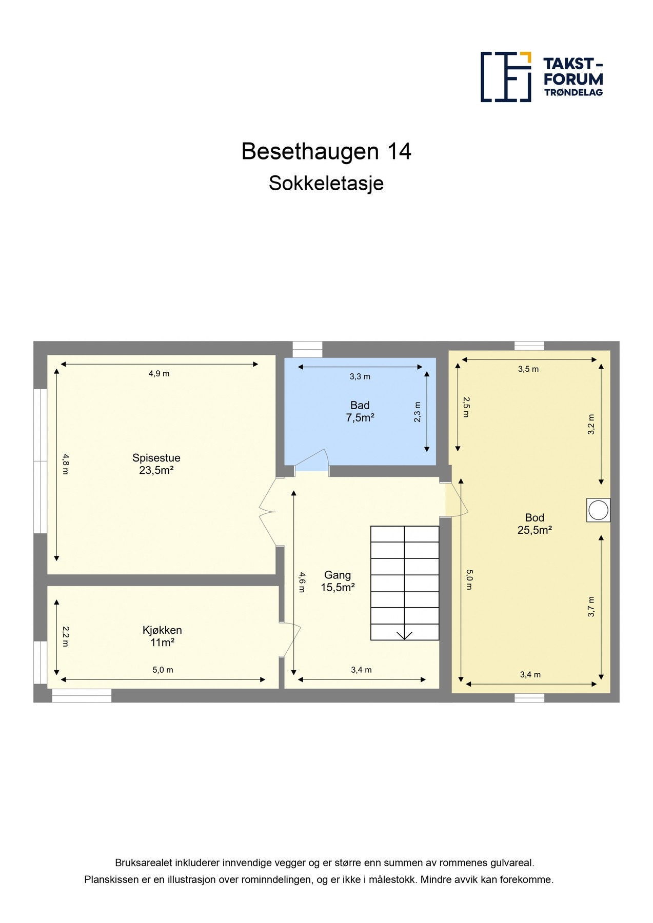 Planskisse sokkeletasje. Galleribilde