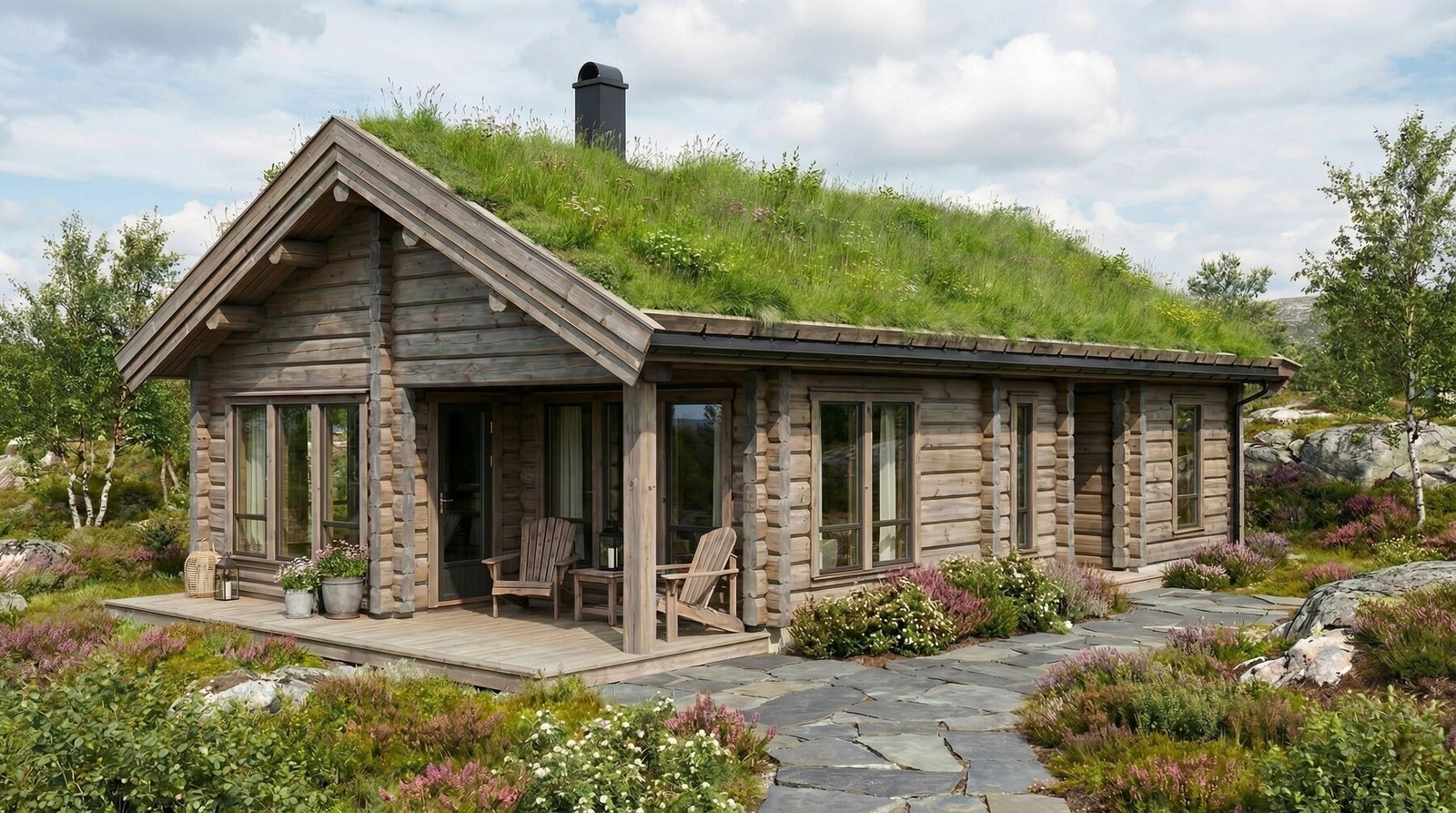 Lodge II - en romslig hytte med hems. Illustrasjonsfoto. Galleribilde