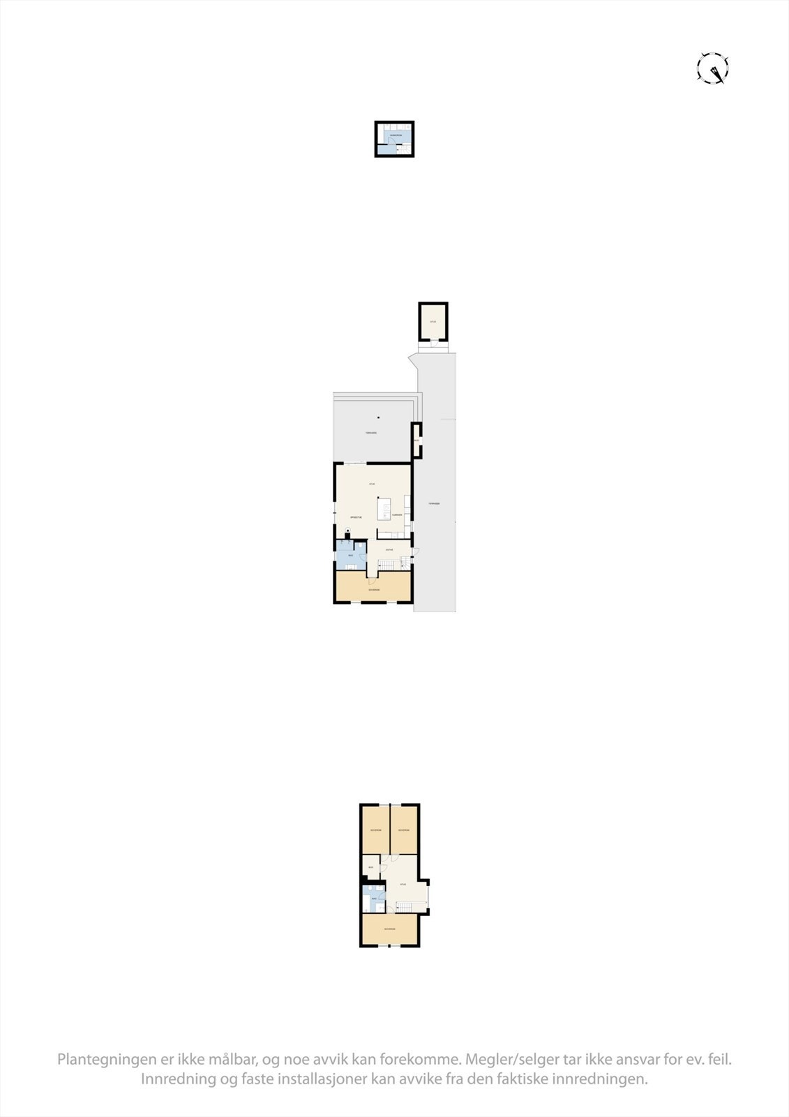 Plantegningen er ikke målbar, og noe avvik kan forekomme. Megler/selger tar ikke ansvar for ev. feil. Innredning og faste installasjoner kan avvike fra den faktiske innredningen. Galleribilde