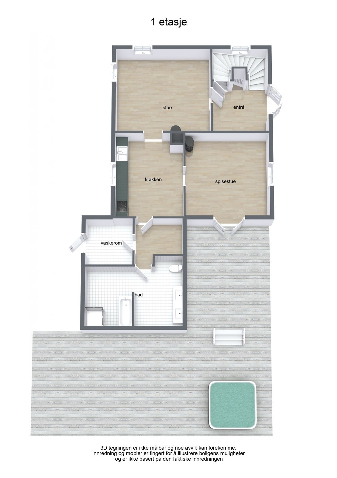 Plantegning for 1. etasje i hovedbolig. Galleribilde