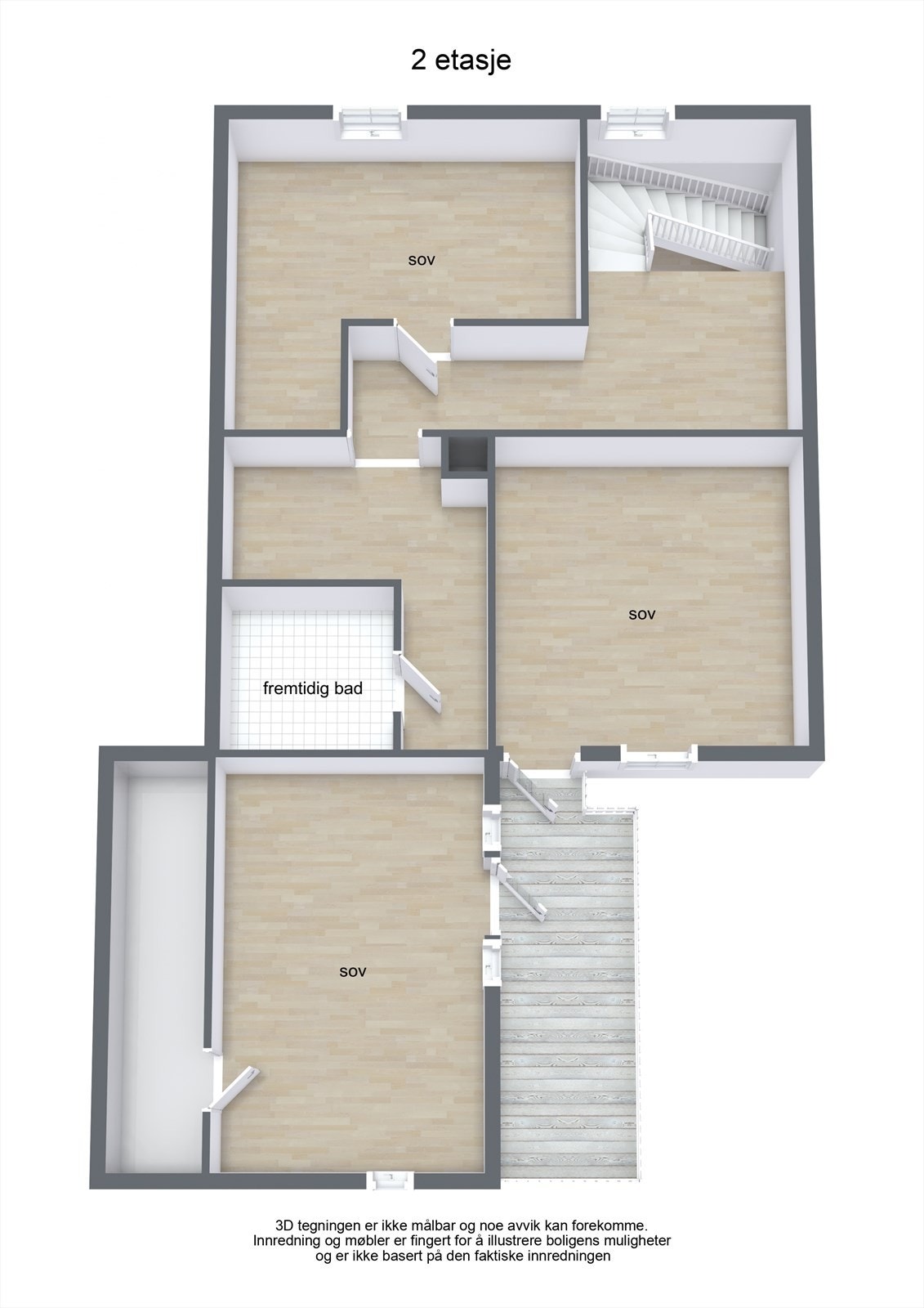 Plantegning for 2. etasje i hovedbolig. Galleribilde