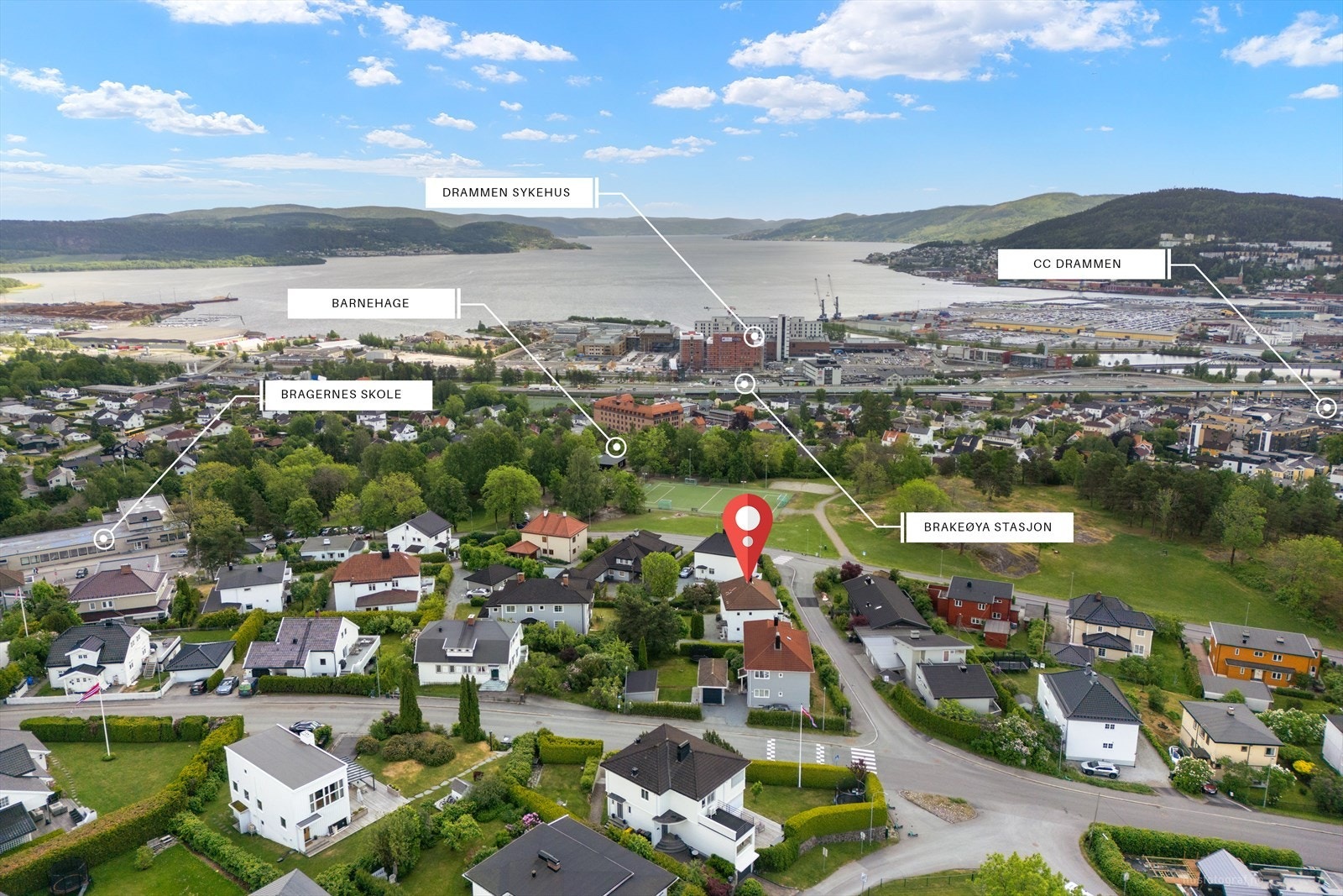 Boligstrøket ligger svært attraktivt til på Toppenhaug og ligger også nært det meste av viktig infrastruktur Galleribilde